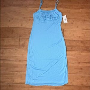 NWT Girls Size L 14 Light Blue Ribbed Maxi Dress
